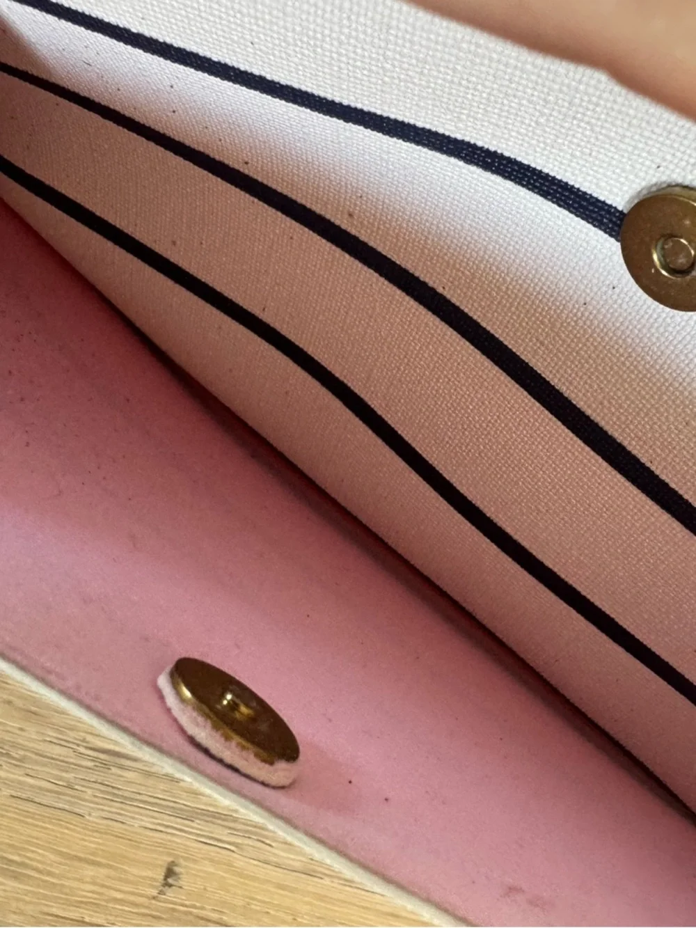 J. Crew Stripe Pouch White Blue